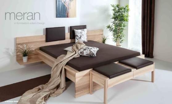 Bett MERAN in Kernesche Weissoel Leder dunkel