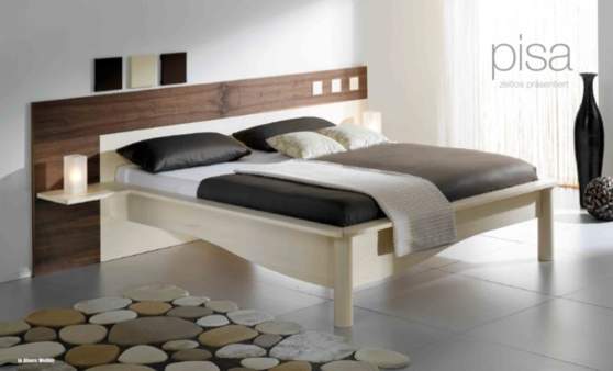 Bett PISA in Ahorn Weissoel und Nuss geoelt