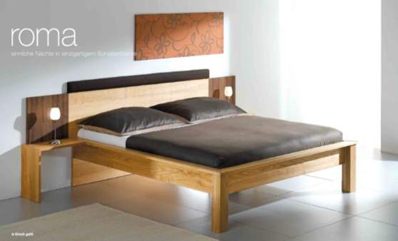 Bett ROMA in Kirsche geoelt Nuss geoelt Leder