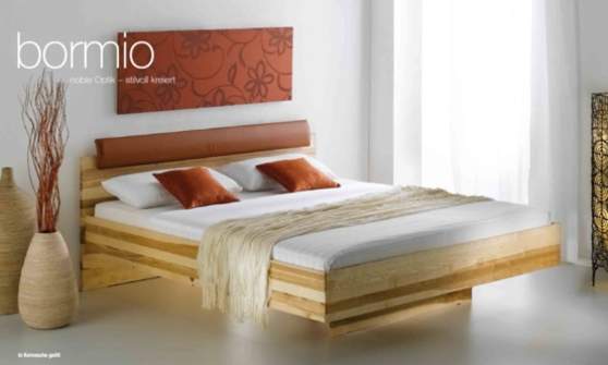 Bett BORMIO in Kernesche geoelt Leder braun